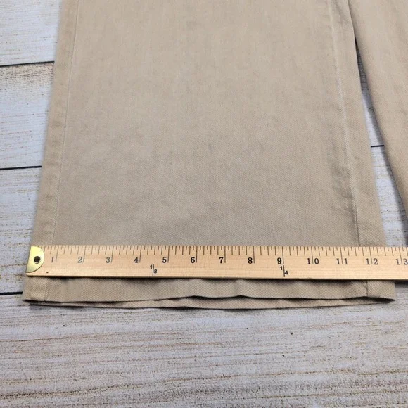 American Eagle Womens Wide Leg Crop Pants Pleated Khaki Stretch Size 14 - Picture 2 of 9